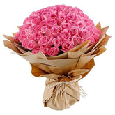 The FloralMart® Mother's Day Special Fresh Flowers Bouquet of 50 Pink Roses in Paper Wrapping, Bunch of 50 (Pink Rose)