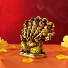 Panchmukhi Ganesha Idol in Antique Gold Finish